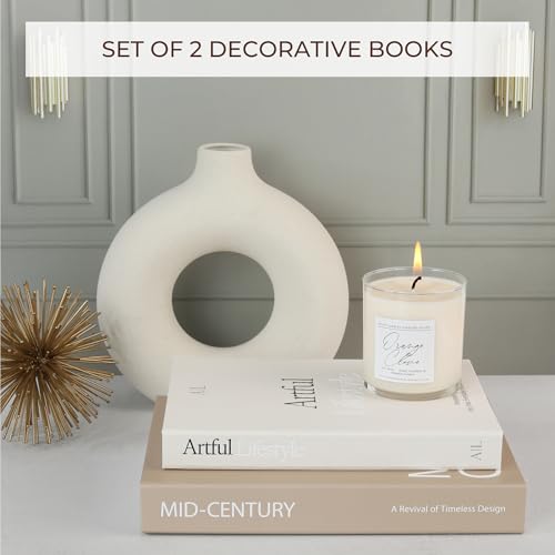 Aesthetic Decorative Books - Set of 2 Stylish Boxes Enhance Your Coffee Table, Bookshelf or Mantel Decor - Beautiful Fake/...