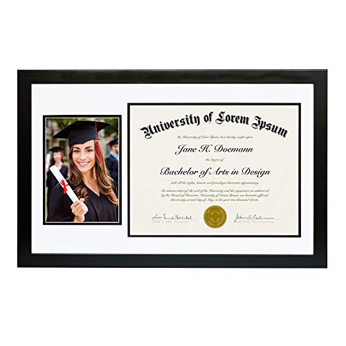 Americanflat 11x18 Diploma Frame with Shatter-Resistant Glass - Fits 8.5x11 Diplomas and 5x7 Pictures - Signature Collecti...