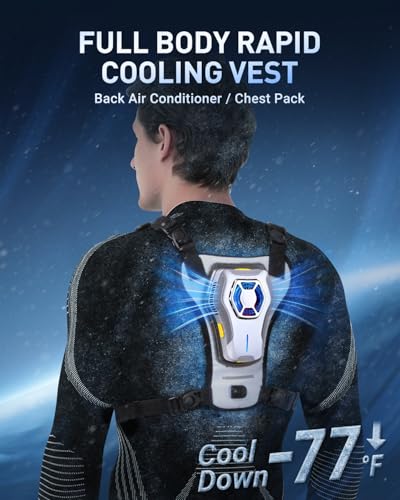 THOUSTA Portable Wearable Fan Rechargeable, Lightweight Cooling Vest, Portable Back Air Conditioner, Cooling Clothes Perfe...