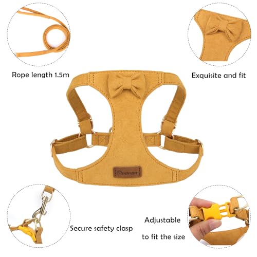 Vinqki Cute Small Dog Harness and Leash Puppy Set with Bowtie,Step in Dog Harnesses,Soft Adjustable Cat & Dog Vest,Harness...