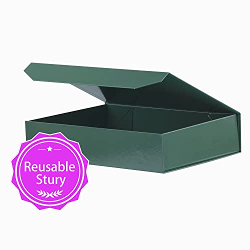 PACKGILO 5 Pack Green Gift Boxes with Lids - Small 12 x 8 x 2.7 Inches Clothes Gift Boxes for Presents and Shirts - Magnet...