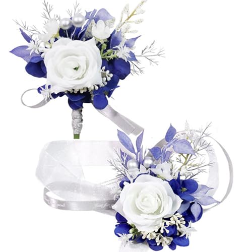 MAFELOE Wrist Corsage and Boutonniere Set for Prom Homecoming Wedding Party Celebration Artificial Flowers Accessories Sui...