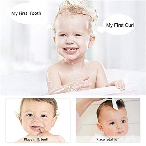 First Curl and First Tooth Keepsake Box for Kids Metallic Engraved Cute Shape, Silver Tooth Holder, Tooth Collection Organ...