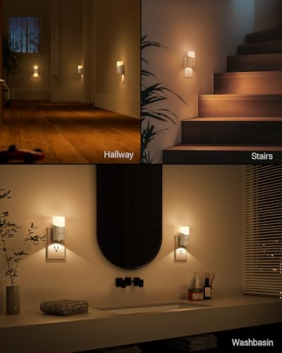 Lyridz LED Plug-in Night Light with 360° Motion Sensor, 1-150 Lumens Dimmable Nightlights Indoor for Bathroom, Bedroom, Ha...