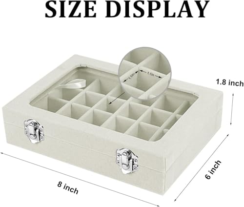 EONGOA Velvet Jewelry Box 24 Grid Jewelry Earrings Display Organiser Box Ring Tray Holder Earrings Storage Case for Girls ...
