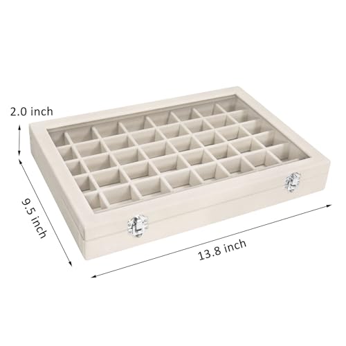 Vicoter Velvet Jewelry Tray 48 Compartments Jewelry Display Organizer with Transparent Cover Rings, Earrings, Necklaces, P...
