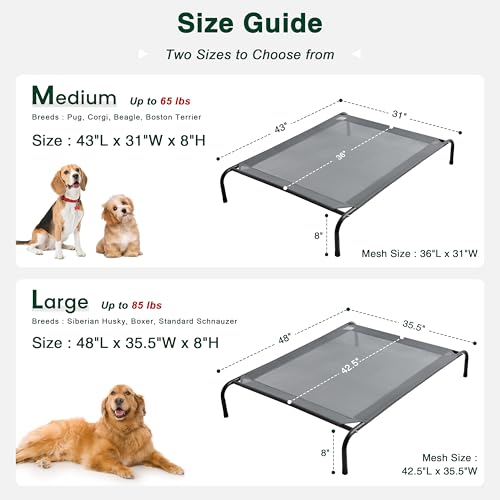 Love's cabin Elevated Cooling Dog Bed for Large Dogs, Portable Indoor & Outdoor Raised Pet Dog Cat Cot, Durable Summer Fra...