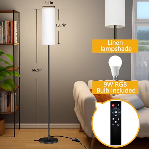 Qaubauyt Smart LED Floor Lamp with APP Control & RGB Colors - Dimmable Standing Lamp for Living Room, Bedroom, Gaming - Re...