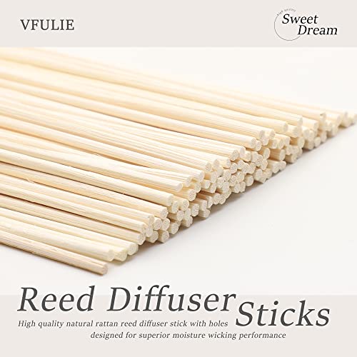 VFULIE 100PCS Reed Diffuser Sticks, 10 Inch Natural Rattan Wood Sticks Essential Oil Aroma Diffuser Sticks Refill Replacem...