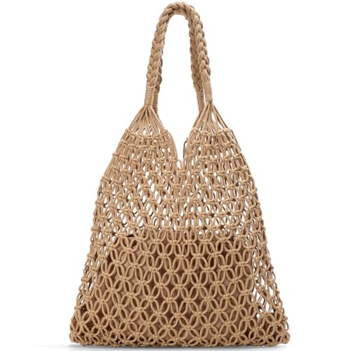 Pleneal Beach Bags for Women - Women Beach Tote Bag, Summer Mesh Hollow Straw Tote Bag for Holiday Market