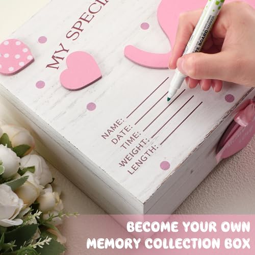 Soaoo 3D Wooden Baby Boys Memories Keepsake Box Baby Girls Elephant First Keepsake Box New Parent Newborn Baptismal Birthd...