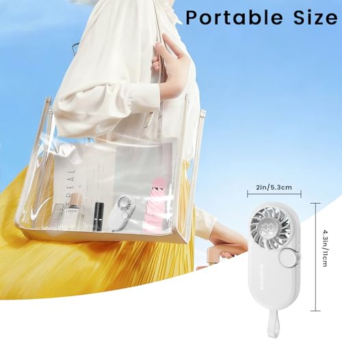 HEEYCEM Portable Handheld Fan, Rechargeable Mini Fan with 7 Blades for Greater Airflow, 5 Adjustable Speeds, LED Digital D...