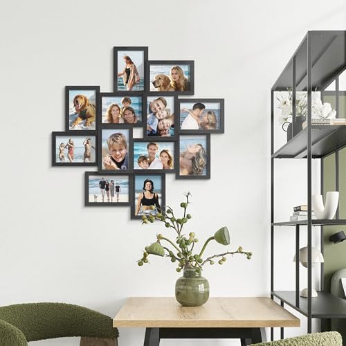 DUENPY 4x6 Collage Picture Frames, 12-Pack Solid Wood Photo Frame, Picture Frames Collage Wall Decor, Set with Glass Fron...