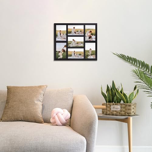 YESKAY 4x6 Picture Frame Collage for Wall Decor, Multiple Photo Collage Frames with Tempered Glass, 7-Opening for 4 x 6 Pi...