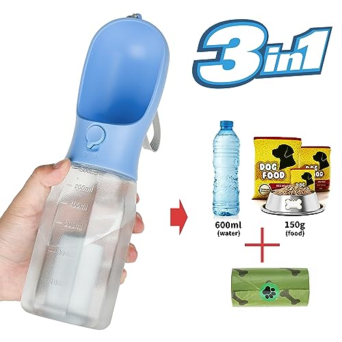 AVELORA Dog Water Bottle with Food Container, Portable Pet Dog Water Dispenser for Outdoor Walking,Hiking,Travel,Puppy Ess...