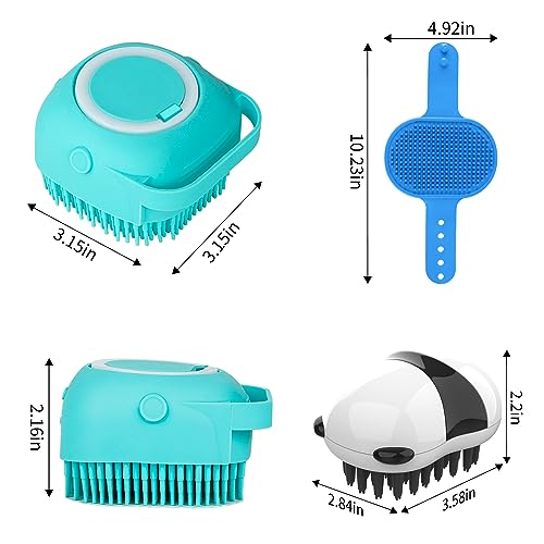Comotech 3-in-1 Dog Grooming Brush | Adjustable Handle Shampoo Brush & Scrubber for Short & Long Haired Dogs & Cats (Blue ...