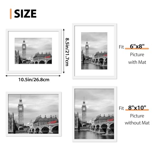Fixwal 8x10 Picture Frame Set of 6, Gift for 2026 Graduation Father's Day, Thin Border and Light Weight Photo Frames for W...