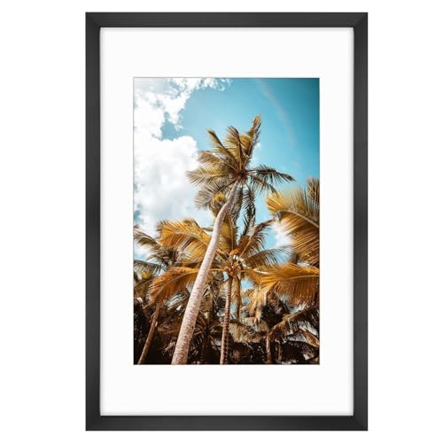Frametory, 16x24 Picture Frame with Mat for 12x18 Picture - High Definition Glass Wide Molding - Preinstalled Wall Mountin...