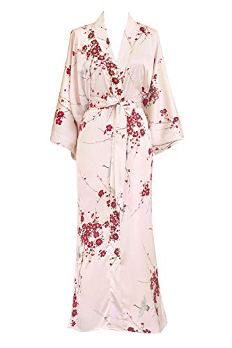 OLDSHANGHAI Luxury Kimono Robe for Women | Long Floral Robe | Original Design | Removable Waist Tie Closure