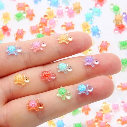 200 Pcs Mini Resin Turtles Glow in the Dark, Tiny Sea Turtle Animals to Hide Small Luminous Figures Miniature Plastic Ocea...