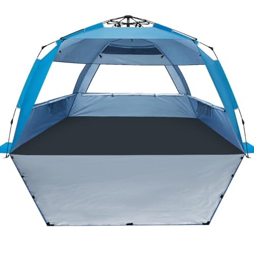WhiteFang Deluxe Pop Up Beach Tent Sun Shade Shelter for 3-4/5-6 Person, UV Protection, Extendable Floor with 3 Ventilatin...