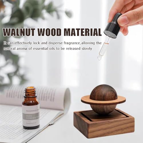 Ouliget Wood Essential Oil Diffuser,Planet Walnut Aroma Therapy,Passive Diffuser for Desk Table Home Office Car Wardrobe Y...