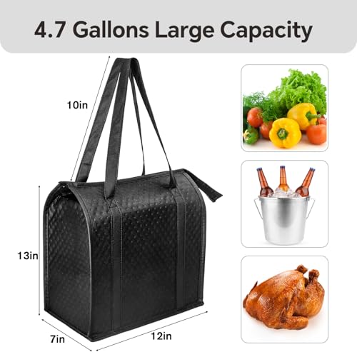 Dwscroad Insulated Grocery Bags, Reusable Insulated Bag, Portable Cooler Bags for Shopping Food Travel Beach Camping (4 Pack)