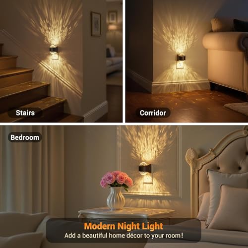JandCase Night Lights Plug into Wall, 2 Pack Star Projector Night Light with 3000K Soft White, Automatic Galaxy Nightlight...