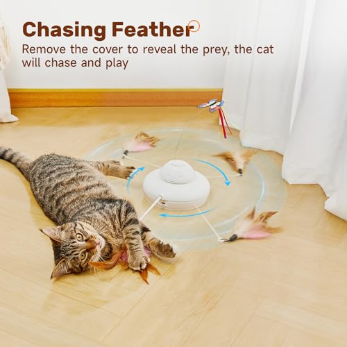 Potaroma Cat Toys Chargeable, 3in1 Hide and Seek, Automatic Interactive Fun, Fluttering Butterfly, Moving Feather, Kitten ...