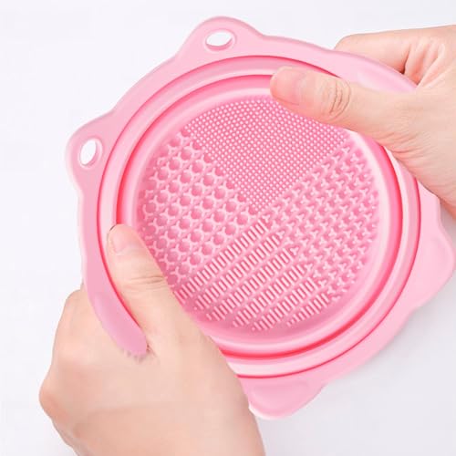 QidaiaLuck Paint Brush Cleaner Mat,Foldable Silicone Makeup Brush Cleaner Pad Bowl,Portable Cleaning Tool for Paintbrush,B...