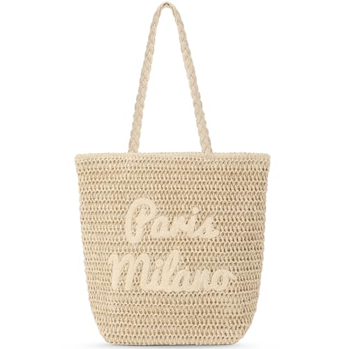 Beach Bags for Women - Large Straw Bag Woven Beach Tote, Summer Handmade Shoulder Handbag