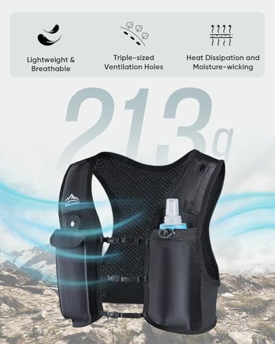 Zelvot Running Vest for Women Men, USA Original Patent, Adjustable Chest Straps Running Hydration Vest with 500ml Soft Fla...