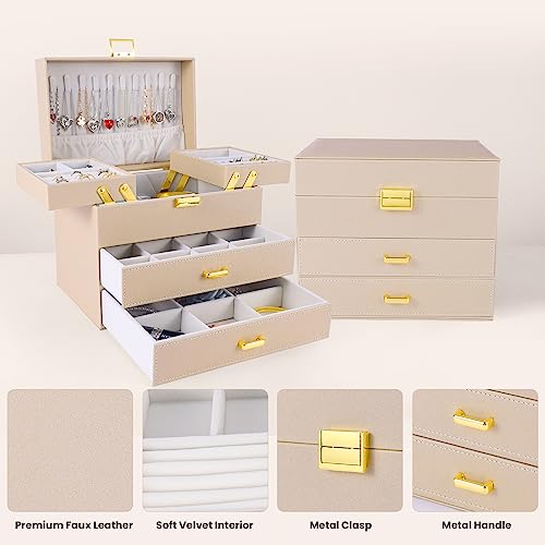 Dajasan Jewelry Organizer Box, Jewelry Holder Organizer Box, PU Leather Jewelry Box, Gift Idea for Valentine's Day, Birthd...