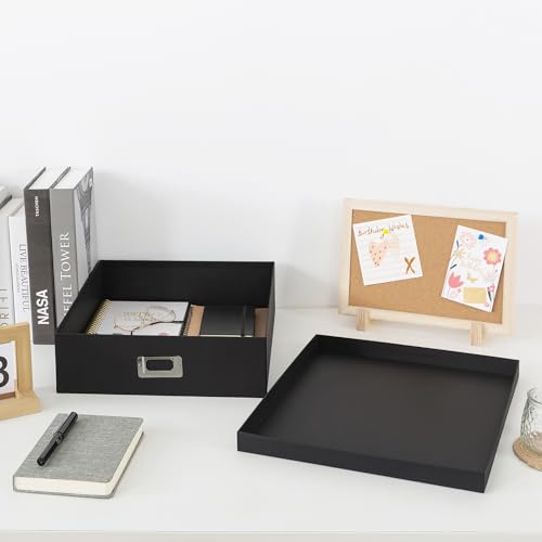 Soul & Lane Photo Storage Box with Lid, 14.8 × 13.0 × 3.7 Inches, Keepsake Memory Organizer, Cardboard Storage for Photo A...