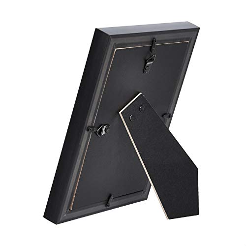 Amazon Basics Rectangular Picture Frame with Glass, 5" x 7", Wall Hanging or Tabletop Display, Mat for 4" x 6" Photo, Blac...