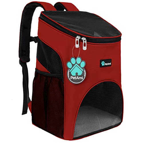 PetAmi Small Dogs and Cat Backpack Carrier, Airline Approved Pet Backpack Carrier, Ventilated, Safety Strap, Buckle Suppor...