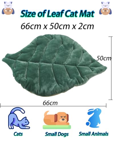 Rzxlszy Cat Mat Self Warming Cat Bed 26"x20" Leaf Shaped Cotton Soft Warm Pet Pad Blanket for Indoor Bed Couch Sofa Floors...