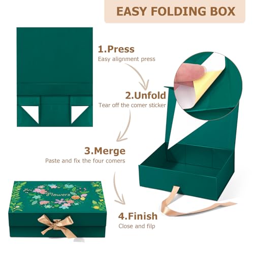 Giflsaidsprest Gift Box with Lid，10.24x7.48x3.15 Gift Boxes for Presents with Ribbon and Magnetic Closure，Valentine's，Moth...