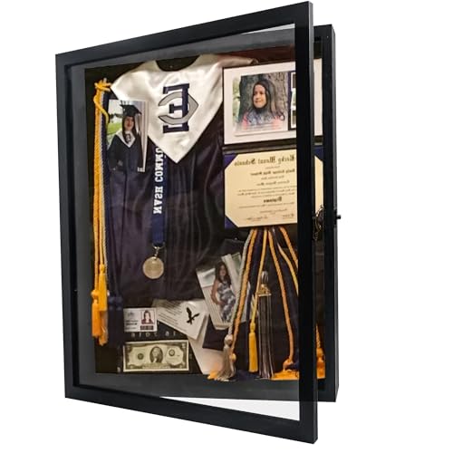 Hodeframe Graduation Shadow Box Frame 13x16, Large Graduation Frames with Glass Window, Metal Lock, Memory Box for Graduat...