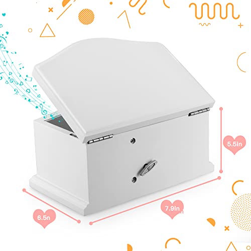 Jozen Gift Wooden Ballerina Medium White Musical Jewelry Box with Mirror and Lock for girls，Kid's Jewelry Storage Music Bo...