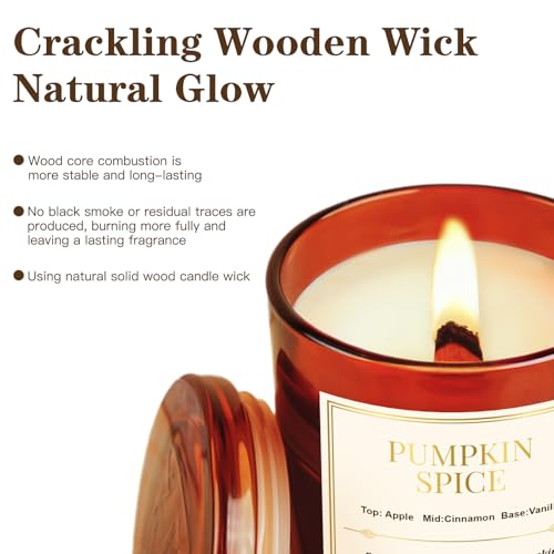 Candle Gift Set –2 Pack Wood Wick Pumpkin Spice Scented Candles,22.6 oz Natural Soy Wax Candles with Gift Box,Long Lasting...
