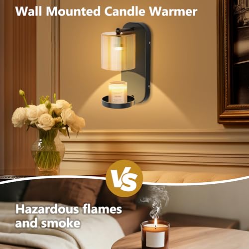 Wall Mounted Candle Warmer Lamp with Remote Control, Timer & Dimmer, Flameless Wax Melt Warmer for Jar Candles, Metal Wall...