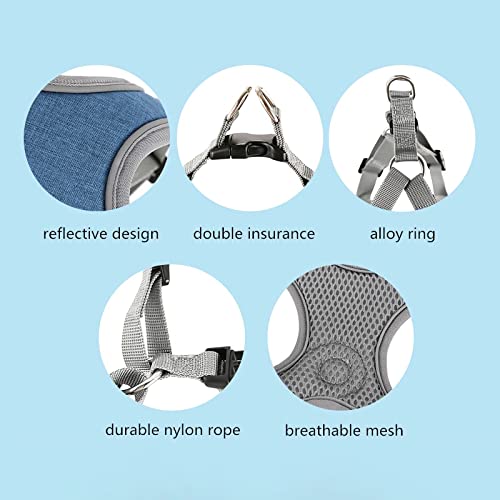 Dog Frenchie Harness with Leash Set, No Pull Adjustable Step in with Breathable Padded Vest Harness for Small Medium Large...
