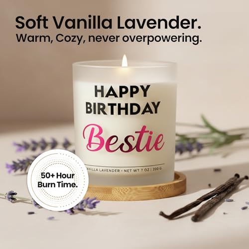 Wick and Wit Bestie Birthday Gifts for Women - Happy Birthday Bestie Gifts for Women Friend Friendship Soy Candle Gift Set...