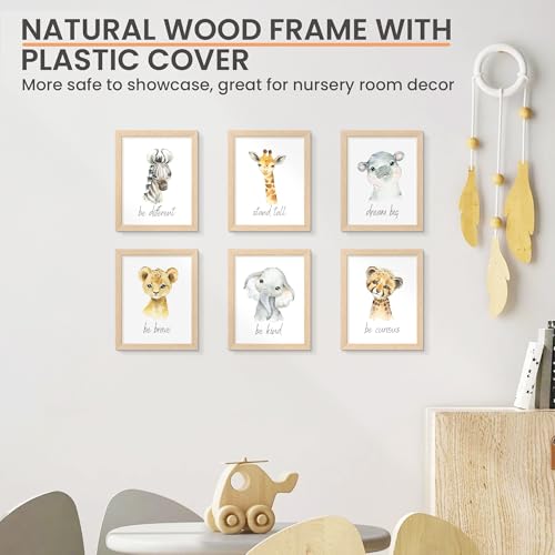 upsimples 8x10 Picture Frame, Natural Solid Wooden Picture Frames, Display 5x7 with Mat or 8 x 10 Without Mat, Wall or Tab...