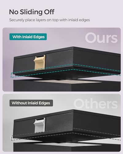 SONGMICS Stackable Jewelry Trays, 4-Tier Jewelry Box, Drawer Jewelry Organizer, with Glass Lid, Removable Dividers, for Va...