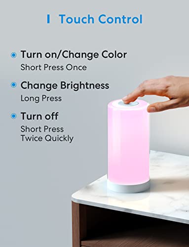 meross Smart Table Lamp, Bedside Lamp, Compatible with Apple HomeKit, Siri, Amazon Alexa and SmartThings, Tunable White an...