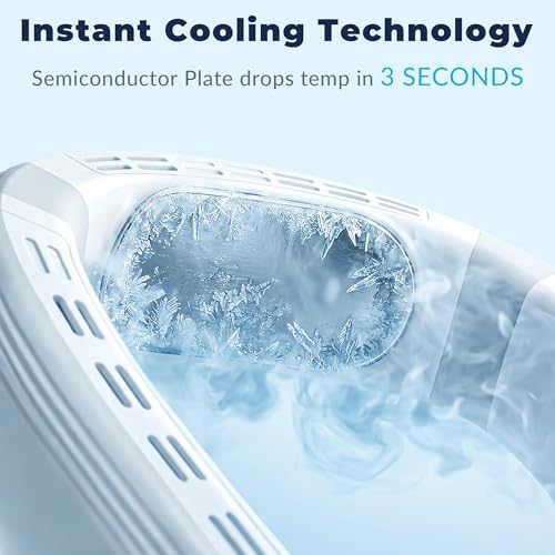 Neck Fan - Portable Personal Fan with Cooling Plate,Operated Wearable Rechargeable Fan with 5200mAh Lithium Battery for Tr...