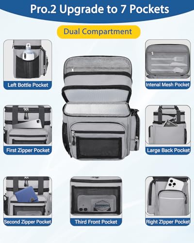 Expandable Lunch Box Cooler Bag - Insulated Heavy Duty Lunch Bag for Men Women - Large Lunchbox for Adults Work Outside Pi...