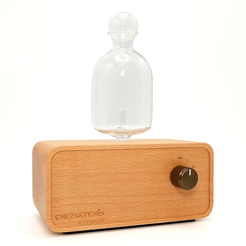 Aria Waterless Diffuser for Essential Oils, Retro Glass Nebulizing Diffuser with Solid Wood Base, Cordless Aromatherapy Di...